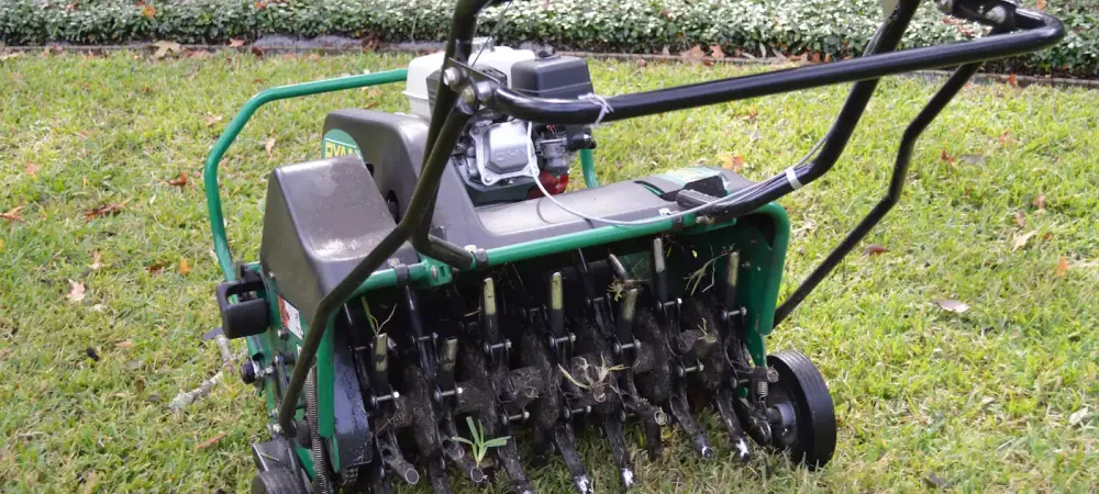 core aeration machine on grass