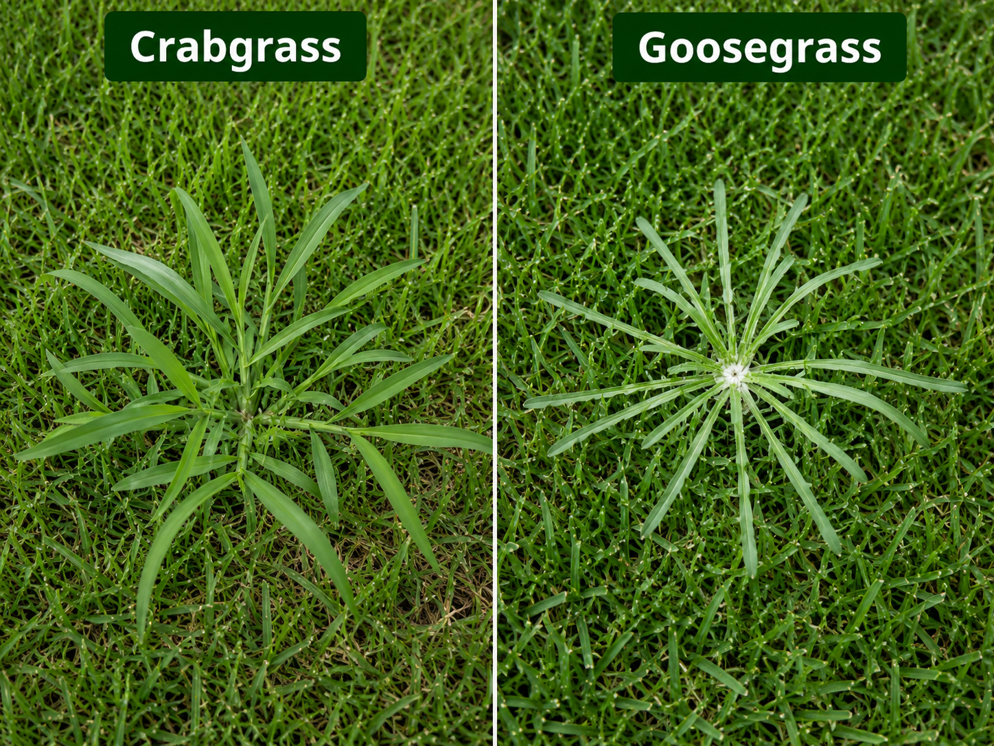 comparison of crabgrass and goosegrass