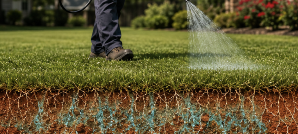 red soil clay being aerated through liquid aeration